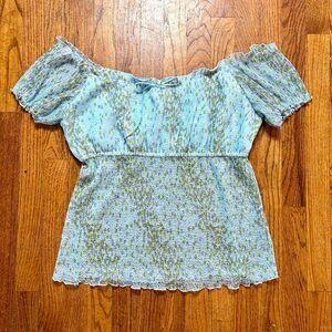 Vintage Baby Blue Milkmaid Top